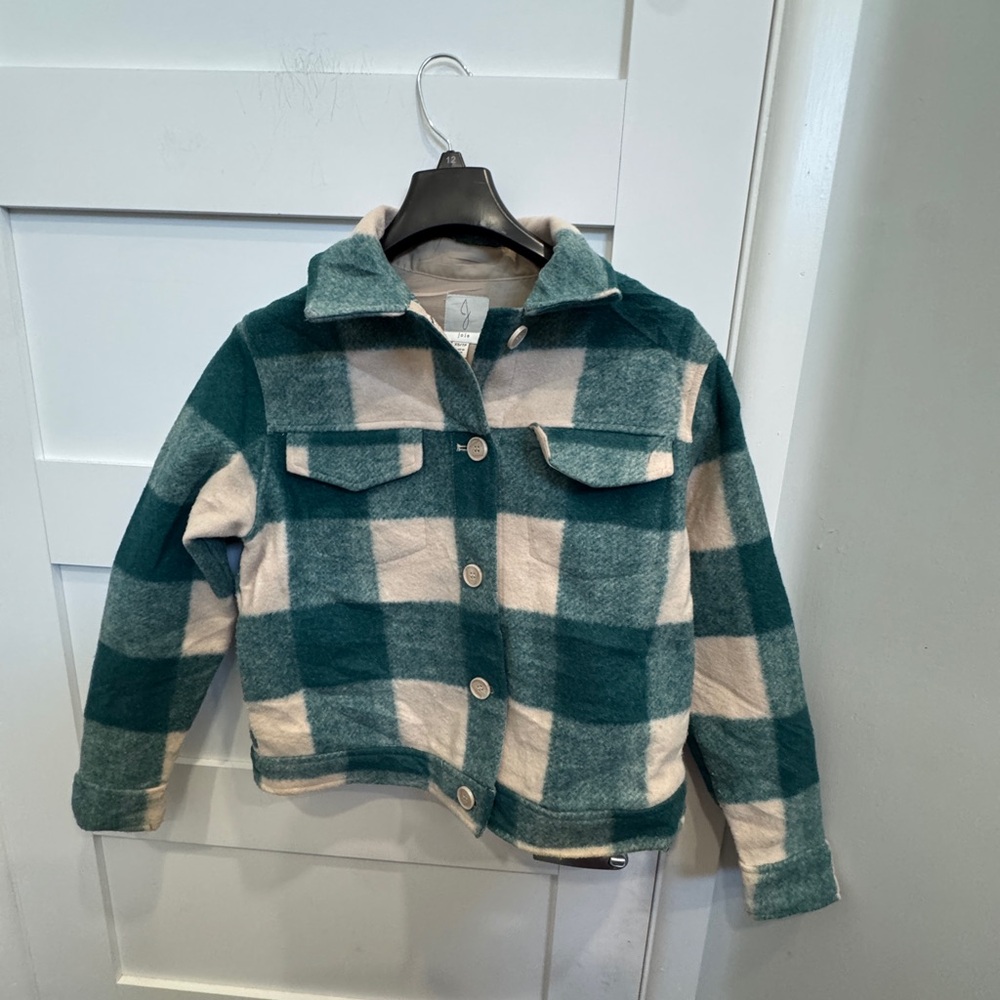 Joie Green and Cream Plaid Jacket Size XS